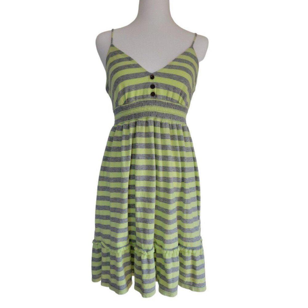 Arizona green/grey striped spaghetti strap summer dress size M
